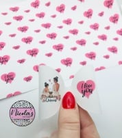 I love you mam and daughter queens print printed pre cut bow loop