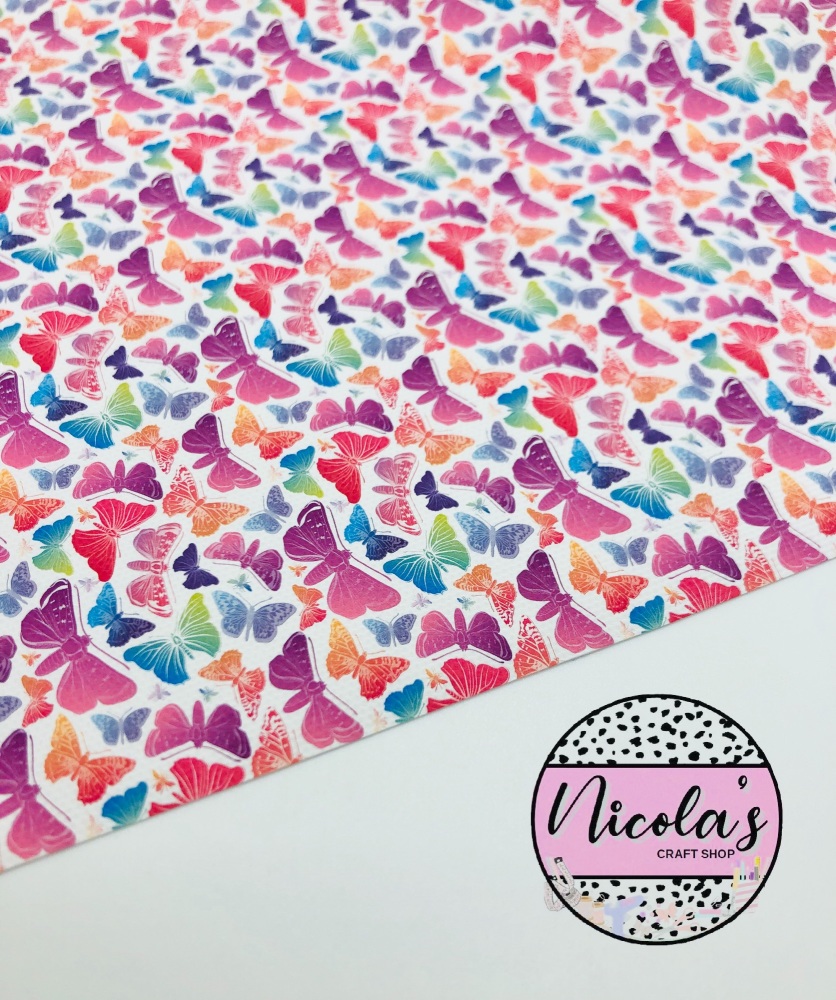 1642 - Bright summer butterfly printed canvas fabric sheet