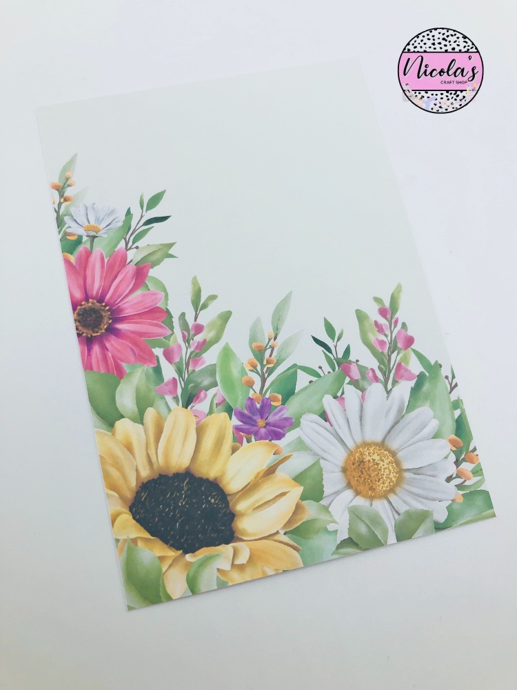 Large Sunflower daisy floral printed Bow display cards 