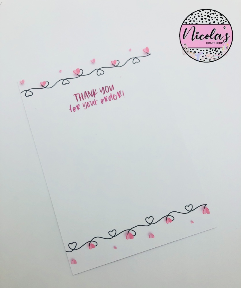 Thank You for your order love heart printed Bow display cards 