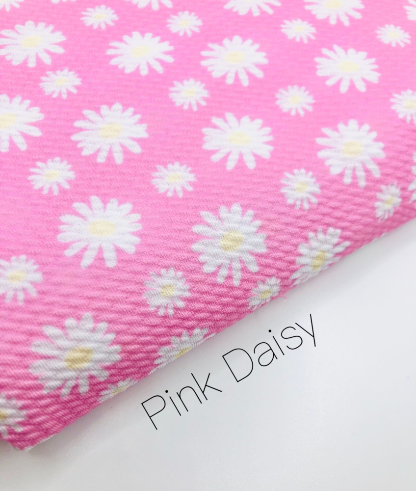 Pink Daisy printed bullet fabric