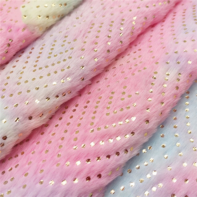 Pastel Rainbow Dotted Plush Velvet Fabric 