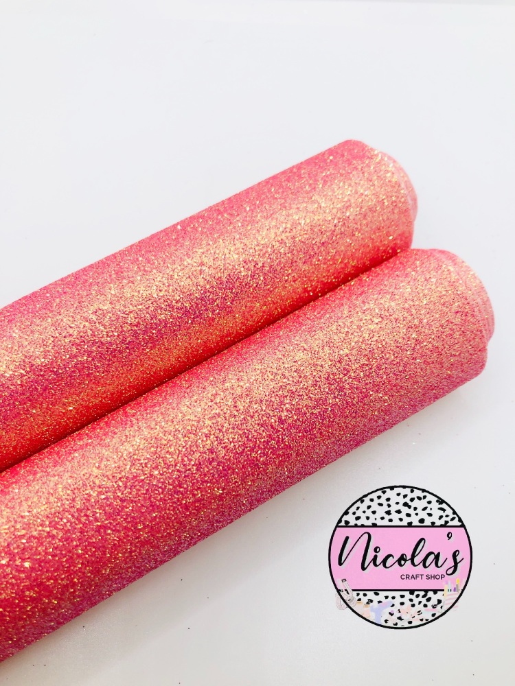 LUXURY - Disco Pink Coral Fine Glitter Fabric