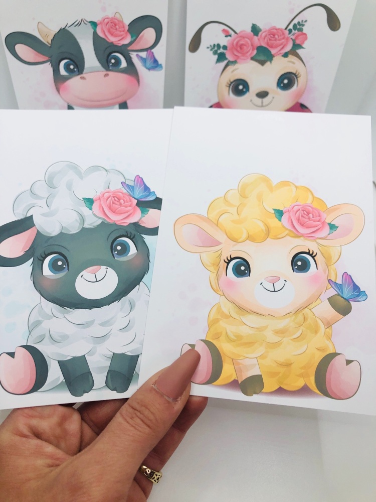 Little Lamb Sheep printed Bow display cards 
