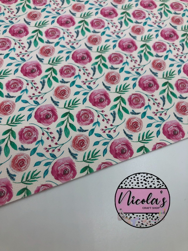 1689 -Pretty floral flower printed canvas fabric sheet