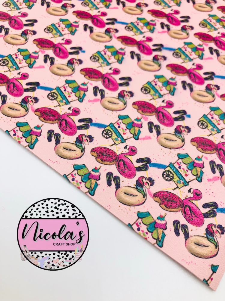 Pink Summer Floaty Printed In House Leatherette Fabric