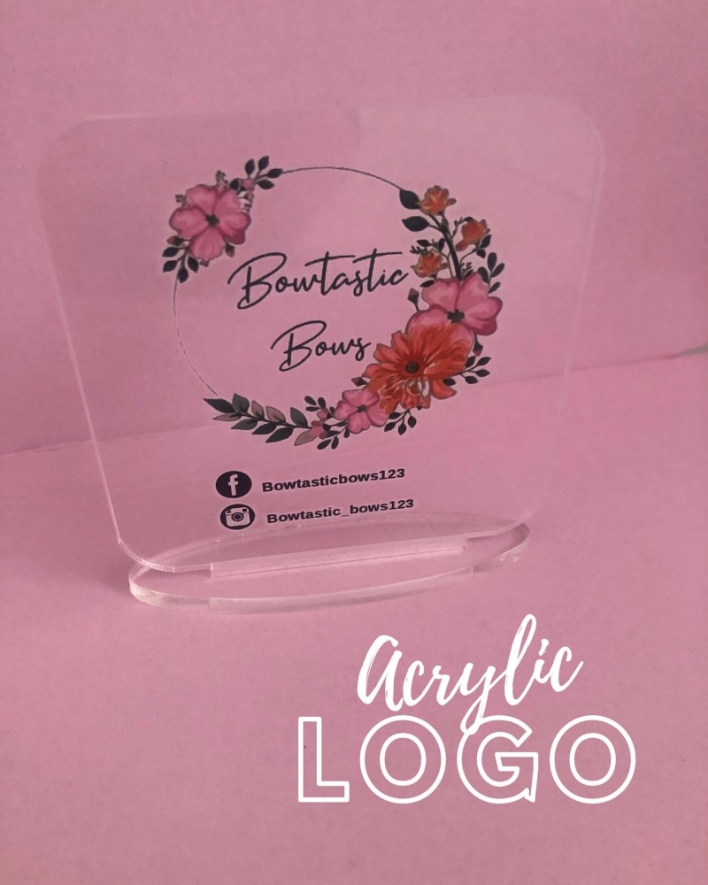 CLEAR Acrylic COLOURED LOGO Personalised Social media account stand