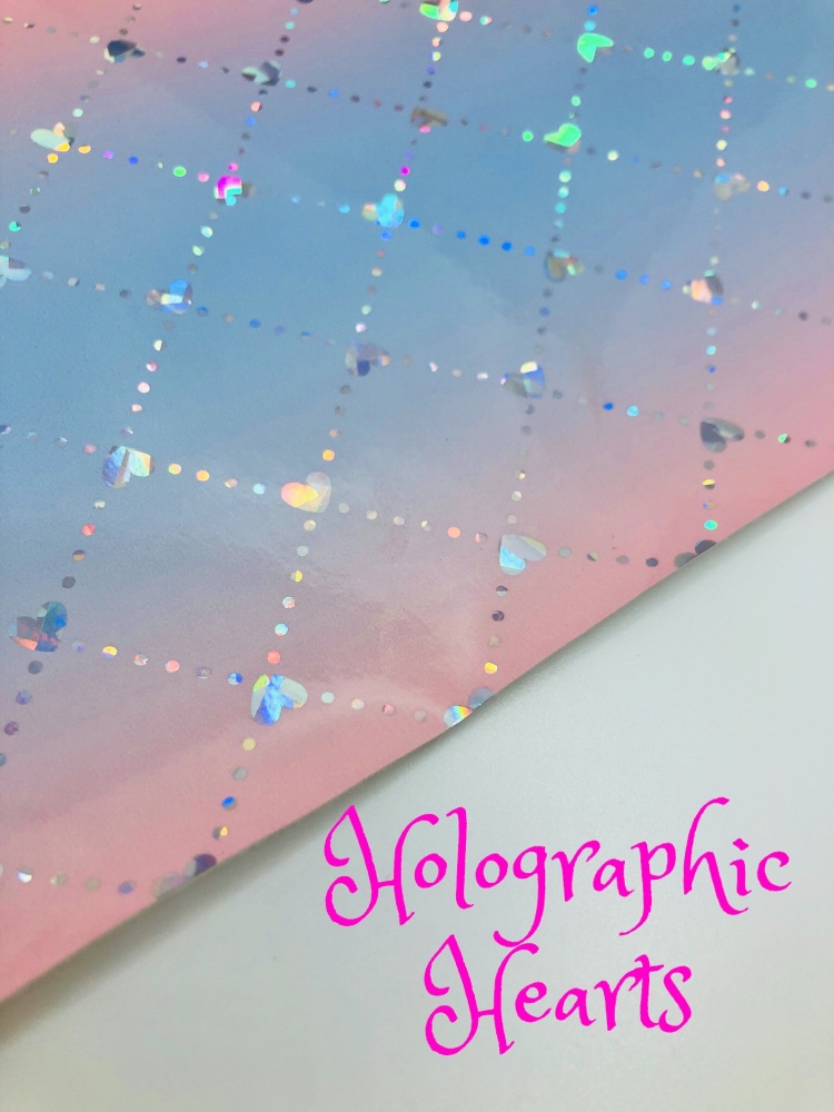 Smooth Holographic Heart Pink Blue Ombre effect