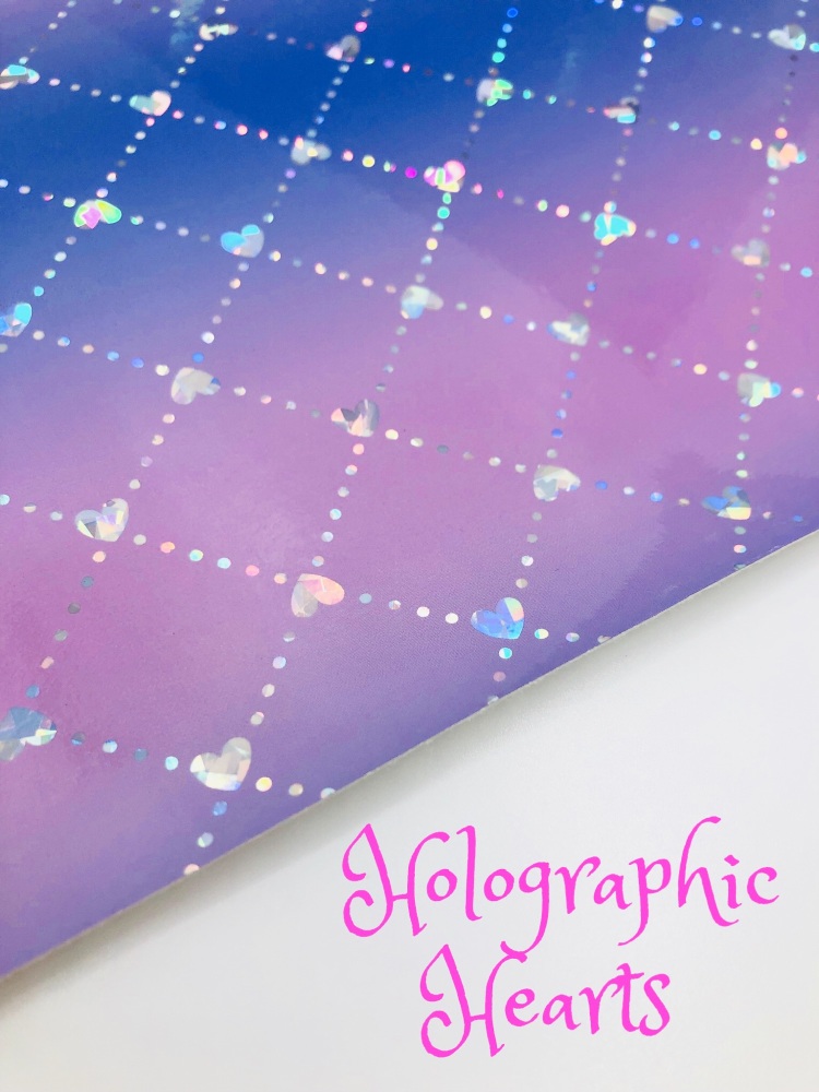 Smooth Holographic Heart Pink Purple Ombre effect