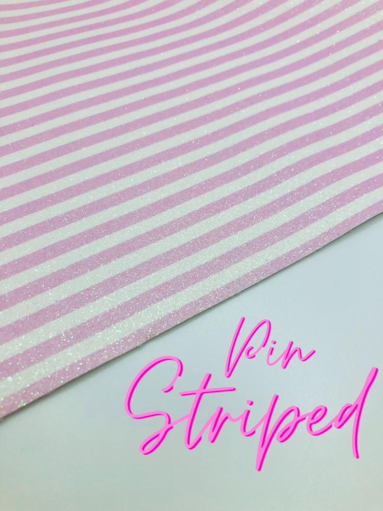 Pastel Stripe Collection - BABY PINK printed fine glitter fabric