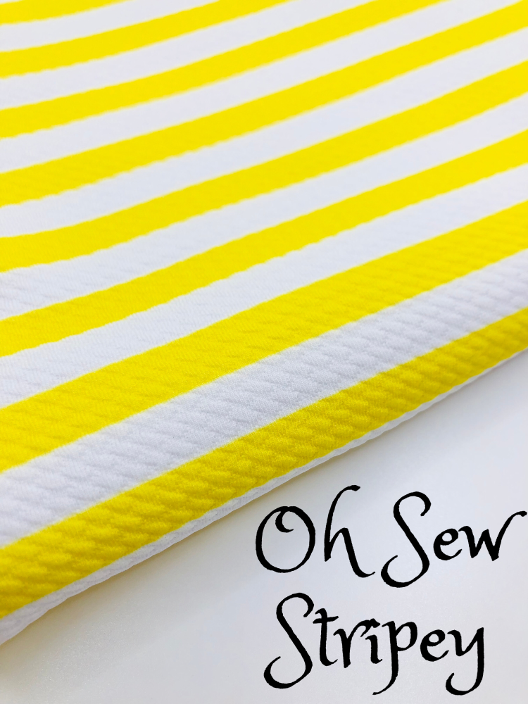 OH SEW STRIPEY - YELLOW printed bullet fabric 