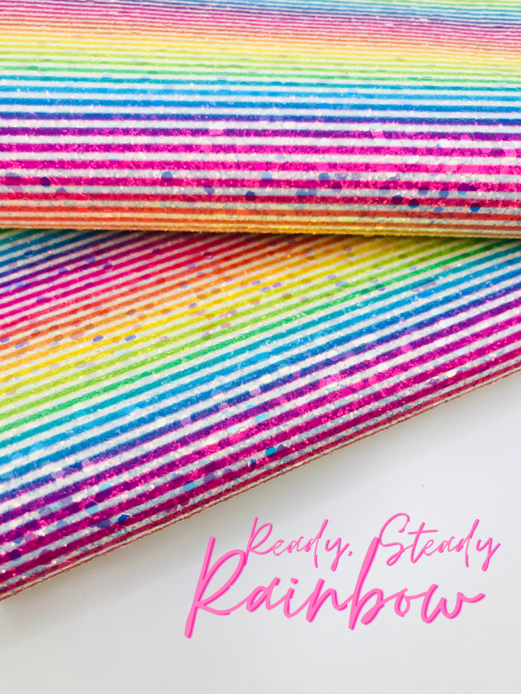 A grade Ready Steady Rainbow chunky glitter fabric