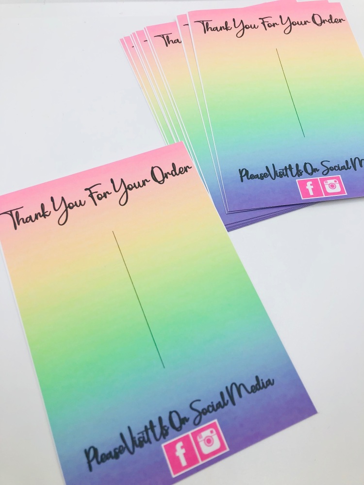 Thank you for your order ombre rainbow printed bow display cards