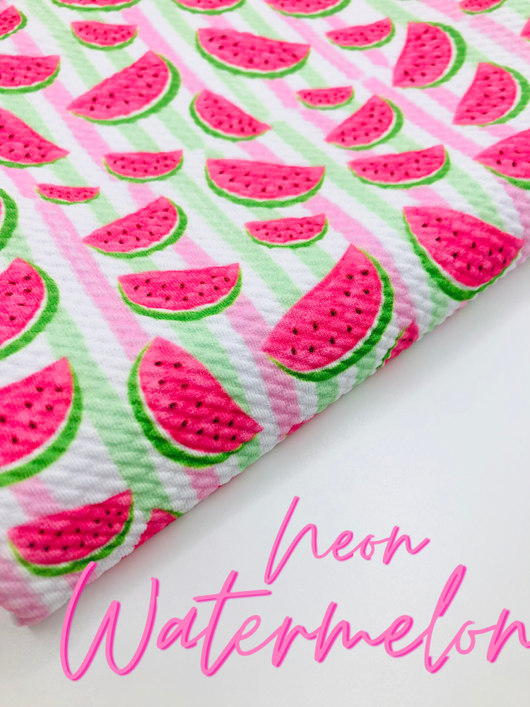 Neon Watermelon Stripe printed bullet fabric