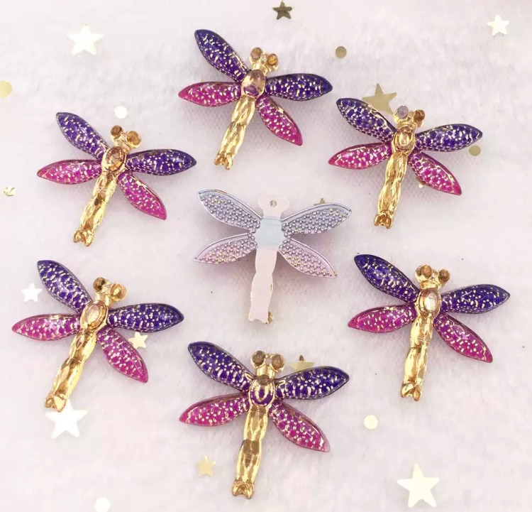 Purple and Hot PInk Dragonfly Bling 3d flatback embellishment