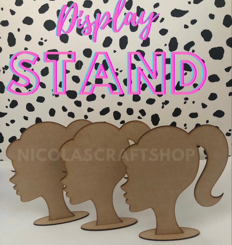 Bow Display Wooden Girl Head Silhouette stand