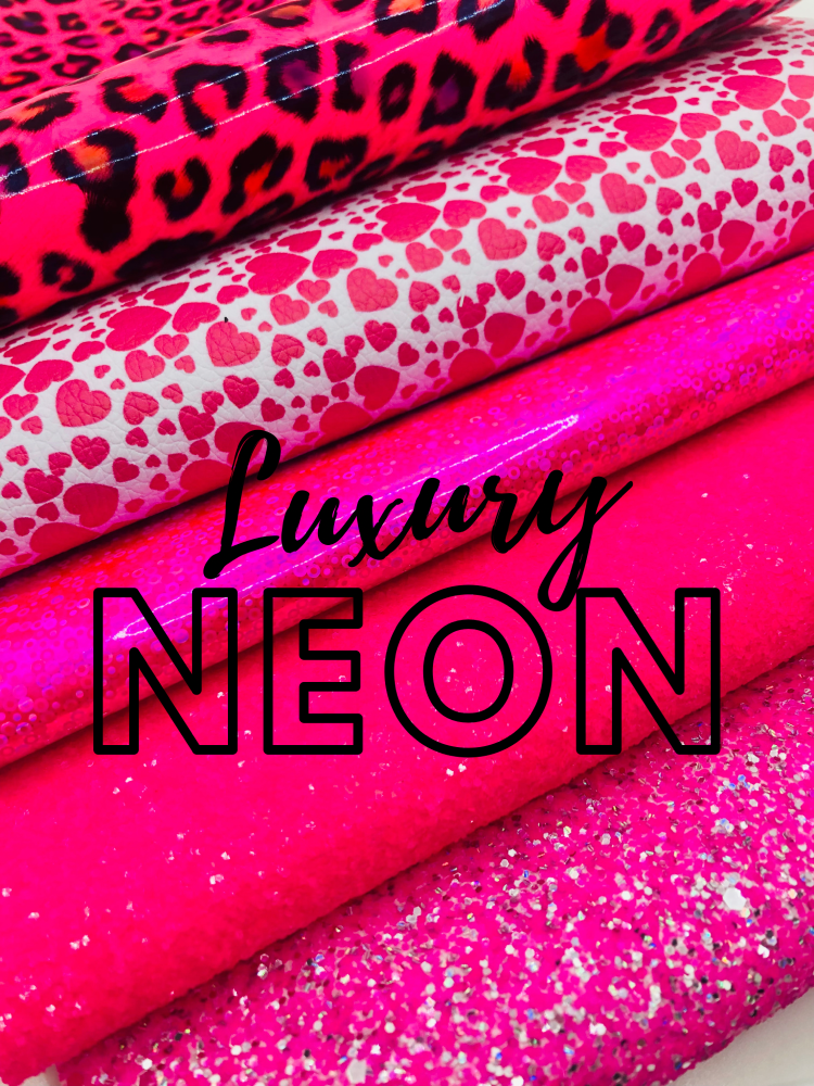 Luxury Neon Pink glitter fabric bundle (5pcs)