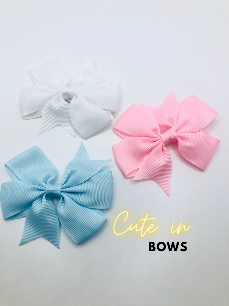 WHITE - Beautiful Bow knot ready made hair bow on clip