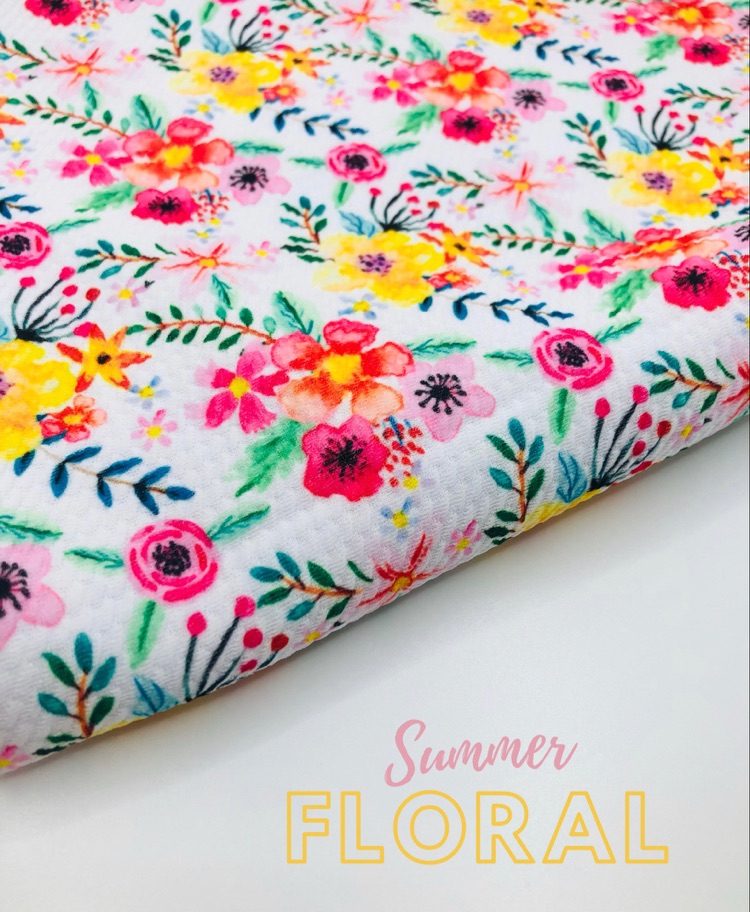 Bright Summer Floral printed bullet fabric