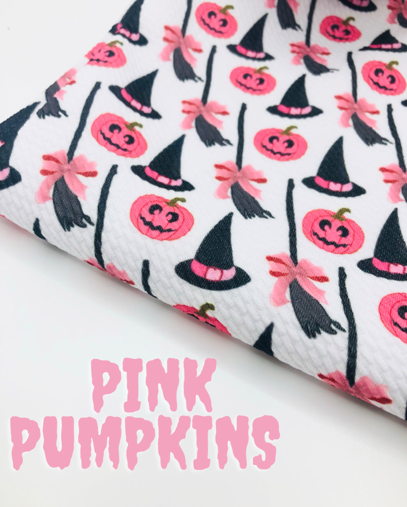 Pink Pumpkins printed bullet fabric