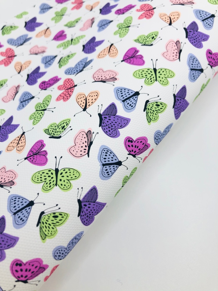 1712 -Multi Colour bright butterfly printed canvas fabric sheet