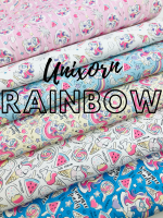 1725  - Summer Rainbow Unicorn ice cream bundle printed canvas fabric sheets