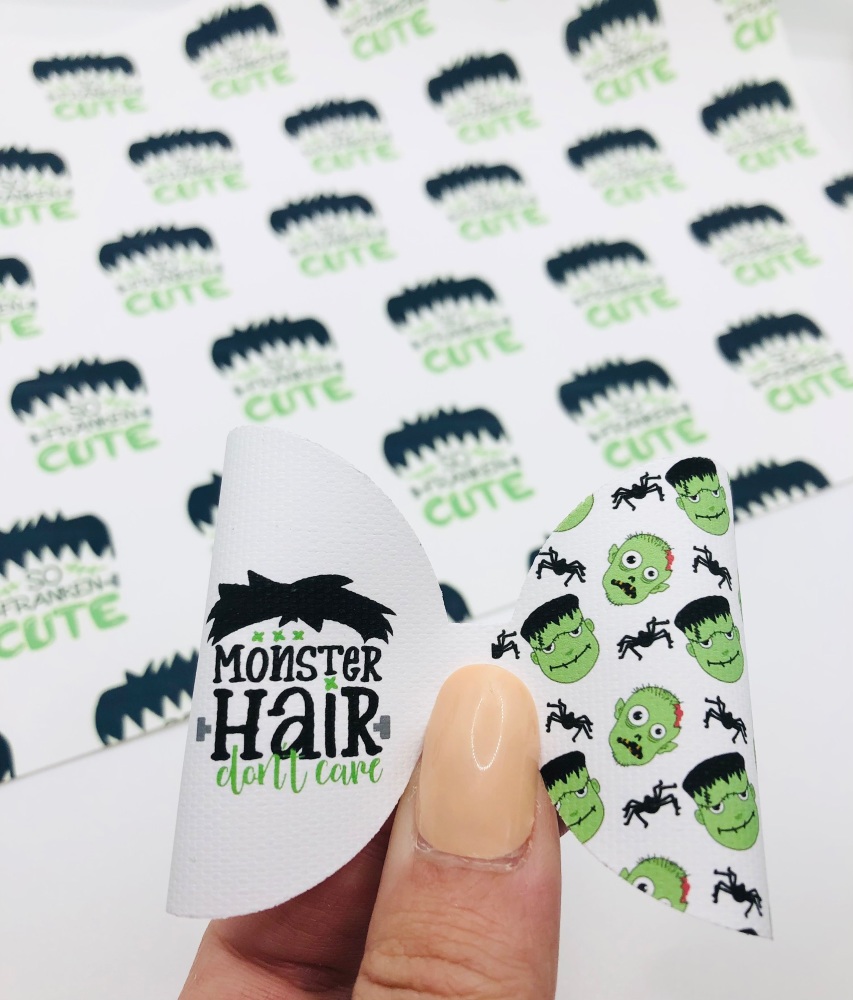Monster Hair Dont Care Halloween personalised pre cut bow loop