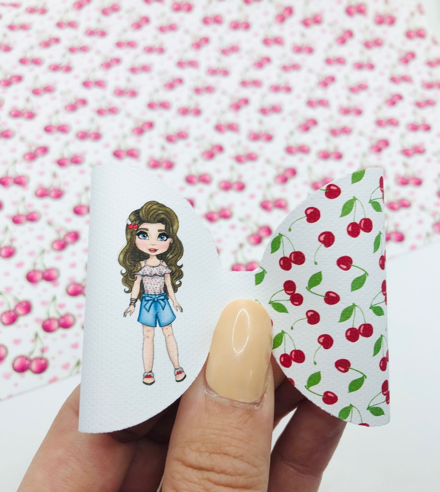 Cherry Girl Summer Cherries collage pre cut bow loop