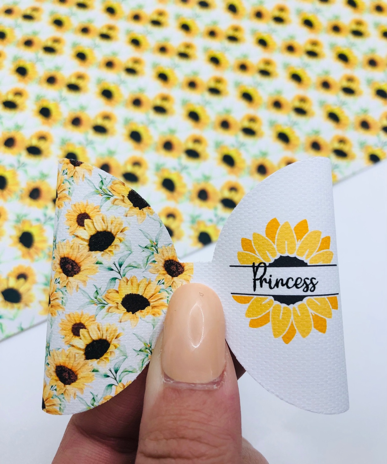 princess sunflower floral PRE CUT BOW LOOP