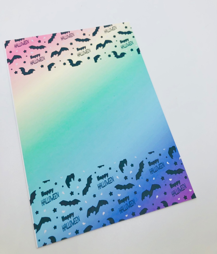 Happy Halloween Bat Rainbow Ombre printed Bow display cards 