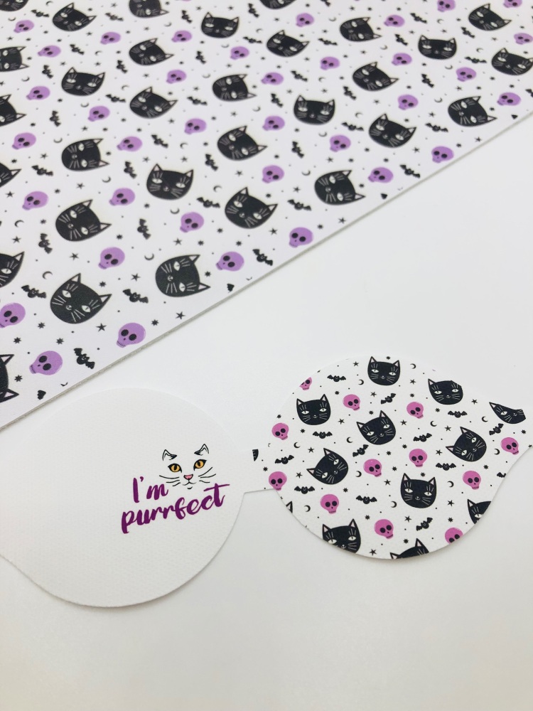 Im purrfect witches cat pussy cat Halloween pre cut bow loop