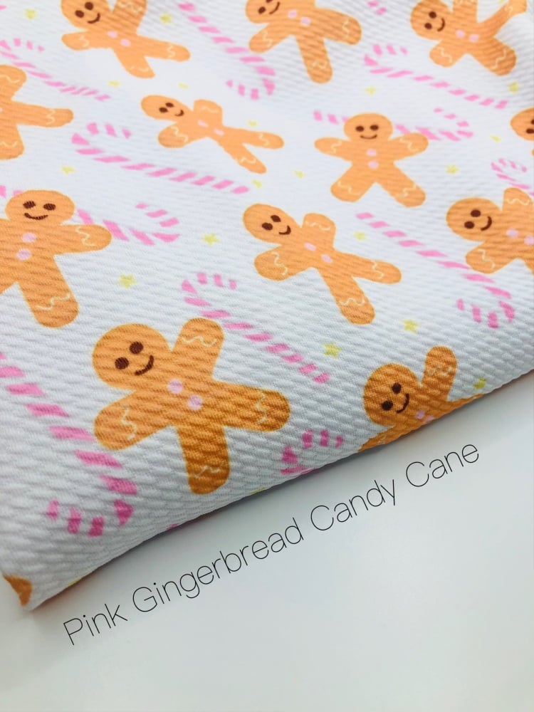 Pink Gingerbread Candy Cane Christmas Bullet Fabric