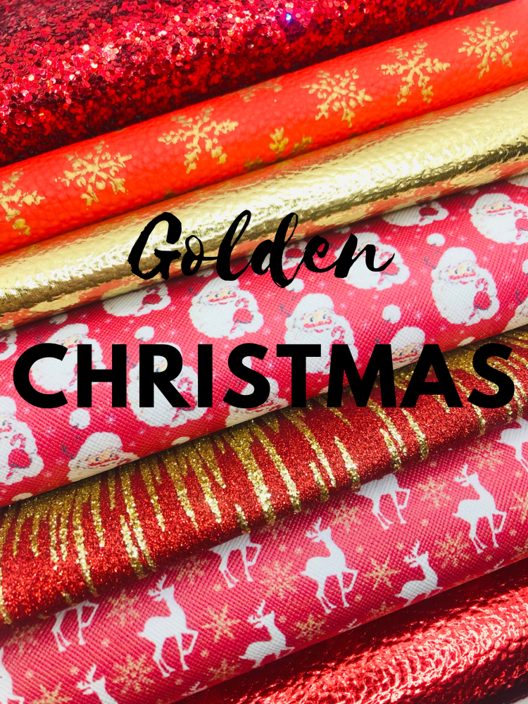 Golden Christmas bargain bundle fabric set - 7 piece!