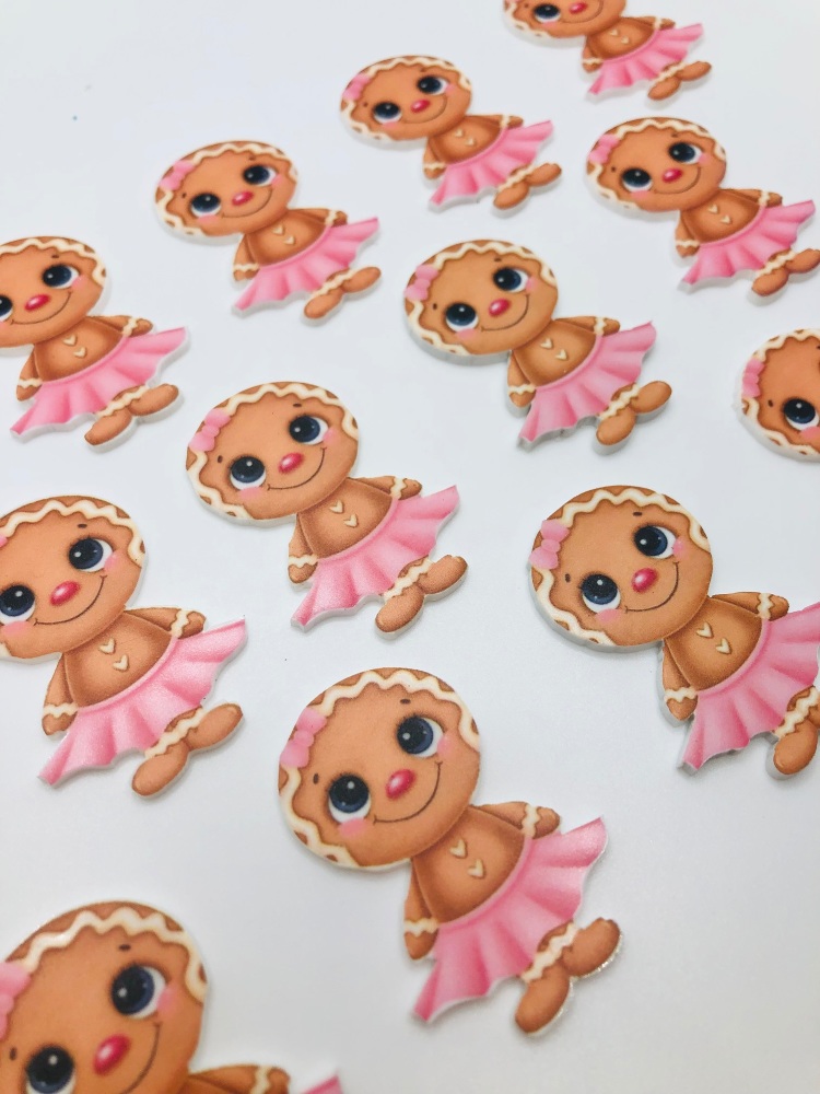 Christmas Pink Gingerbread Girl resin flatback embellishment