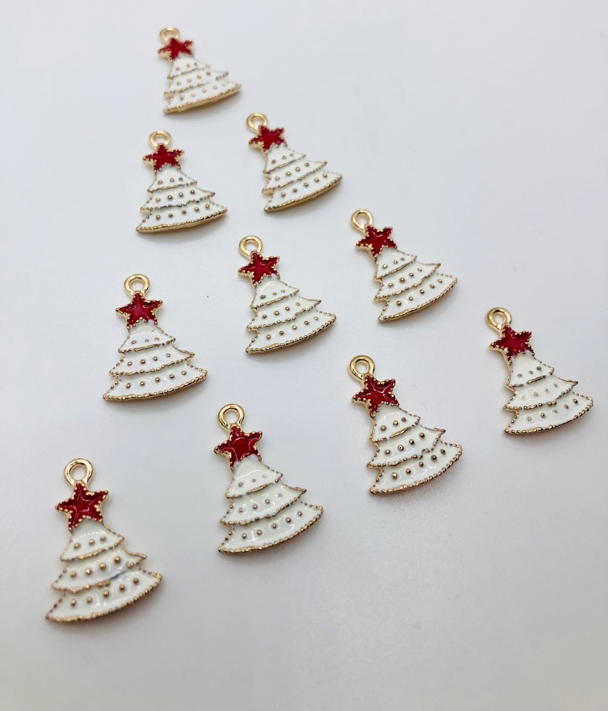 Christmas White Christmas Tree golden charm embellishments