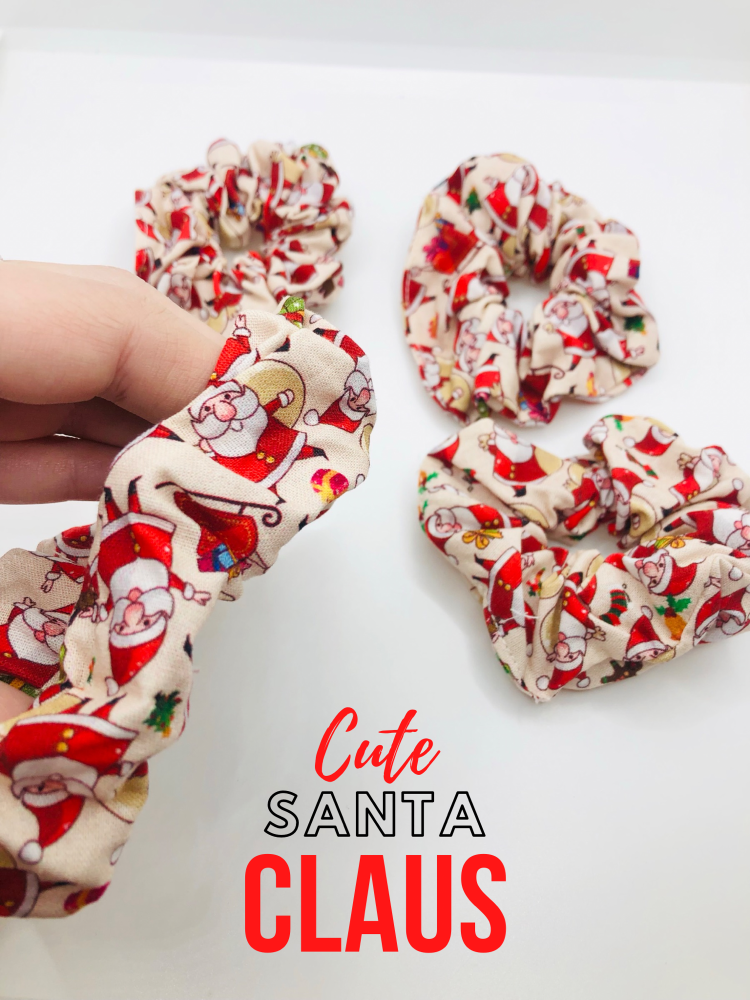 Christmas Santa Collage Scrunchie Hair bobble
