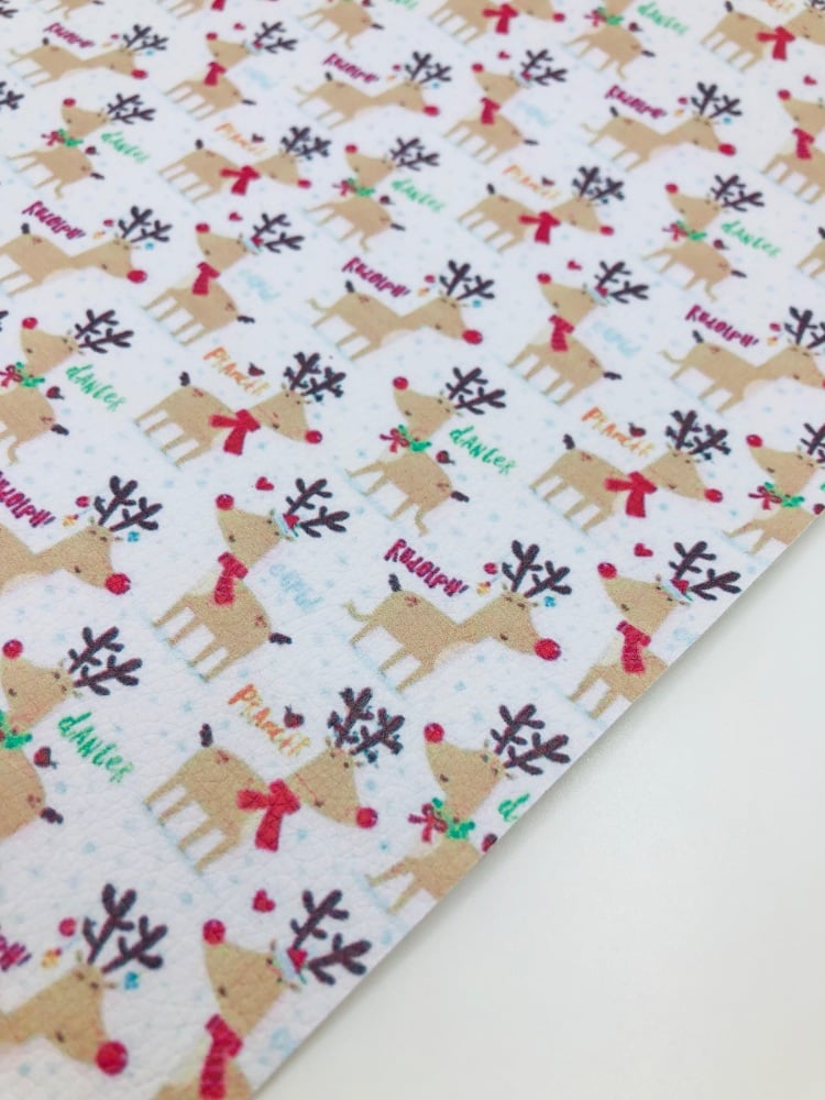 The Reindeer Gang printed leather fabric