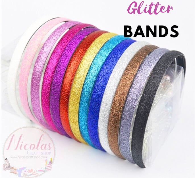 1.4cm glitter hairbands with grippers