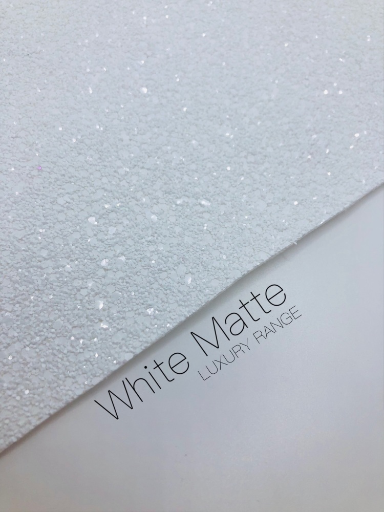 LUXURY -  White Matte chunky glitter fabric