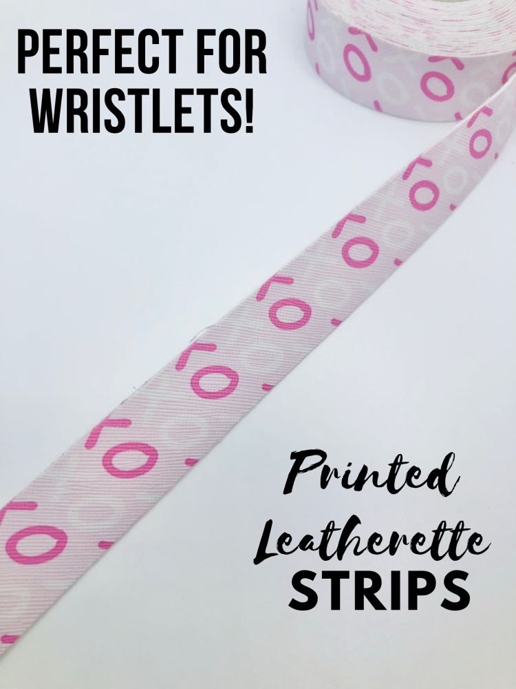 Baby Pink Xox Valentine Printed Leatherette Ribbon 25mm (price per yard)