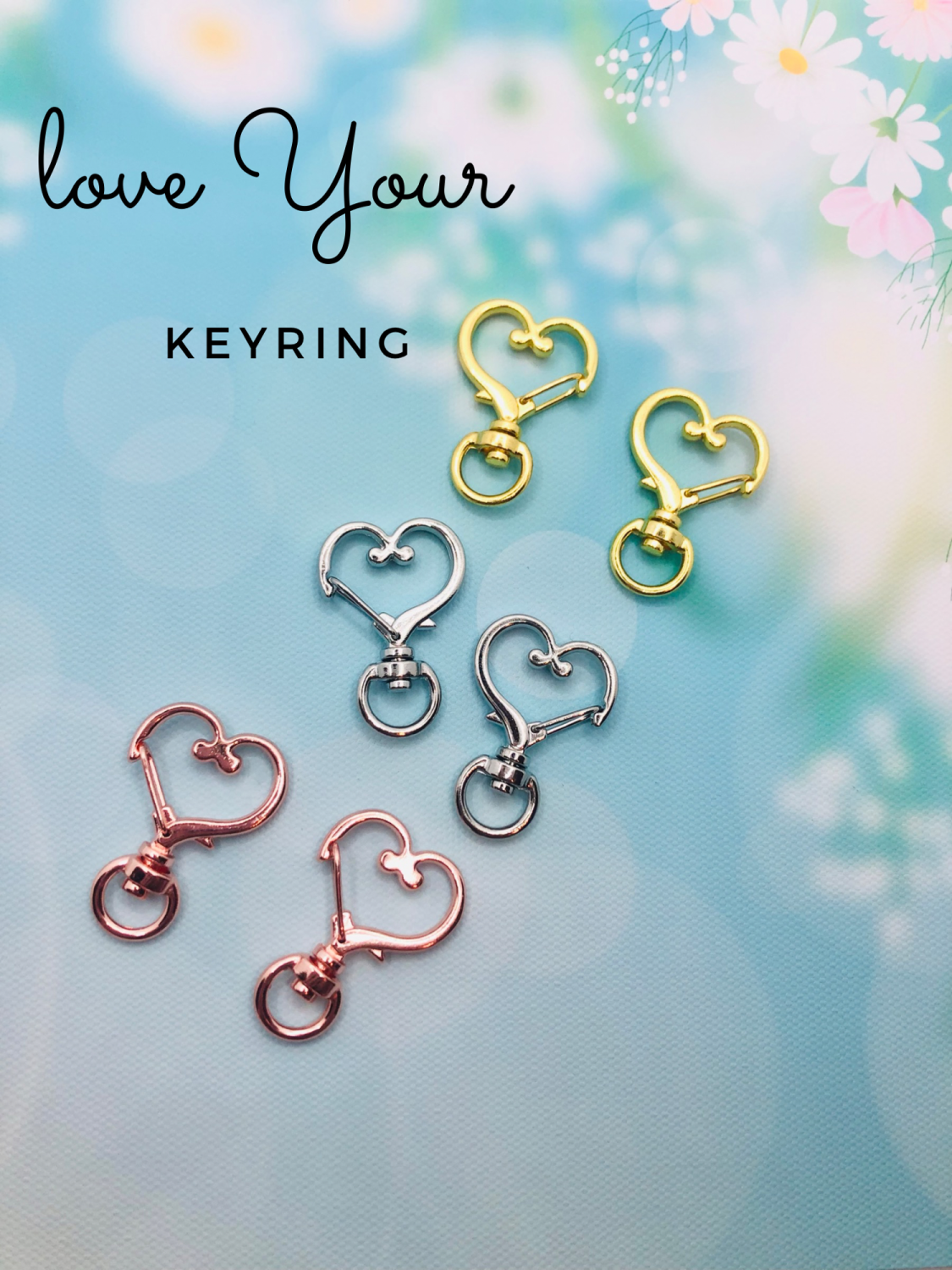 Ring key ring loop keyring heart ring attachment