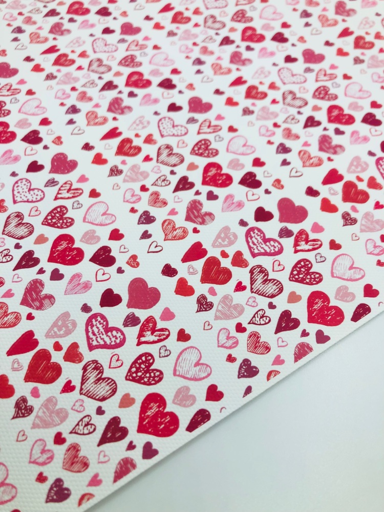 1741  - Block Heart Collage printed canvas fabric sheet