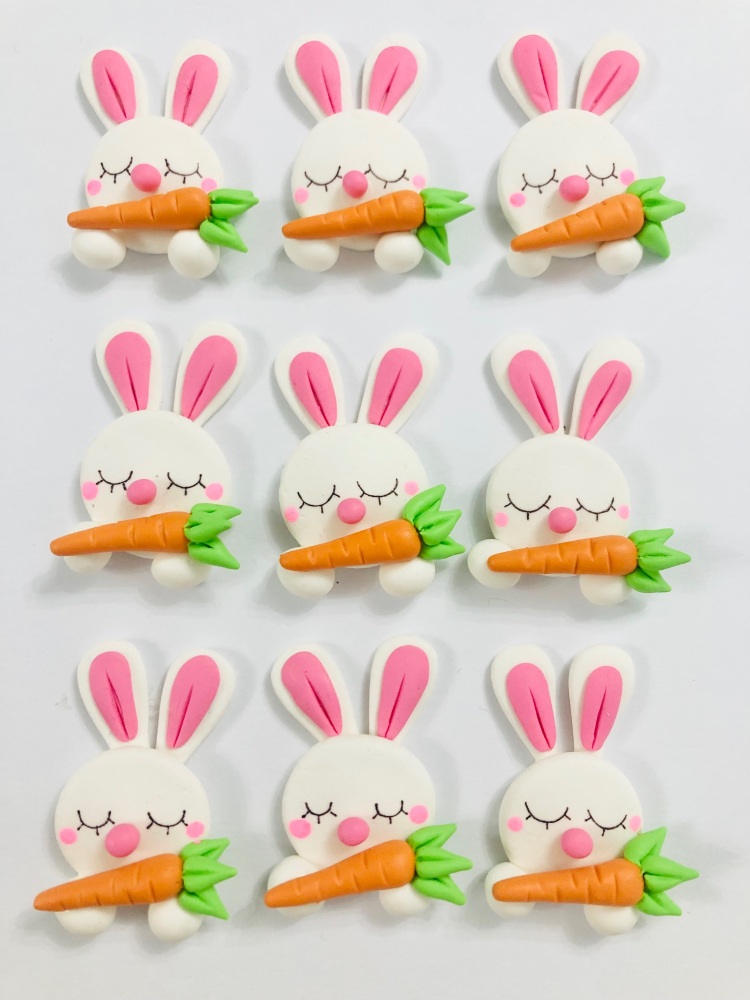 Easter bunny rabbit with carrot polymer clay