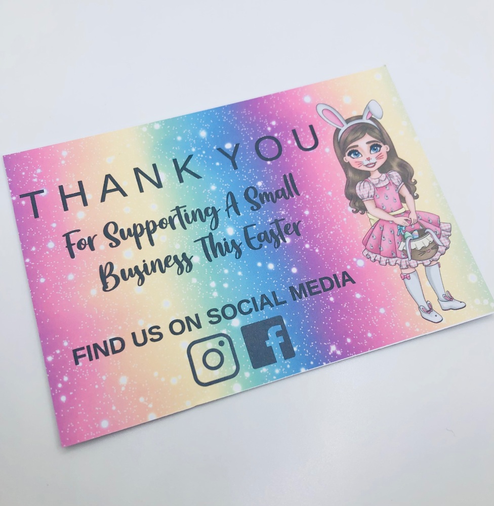 Pastel rainbow thank you card Printed bow card (pack of 10)