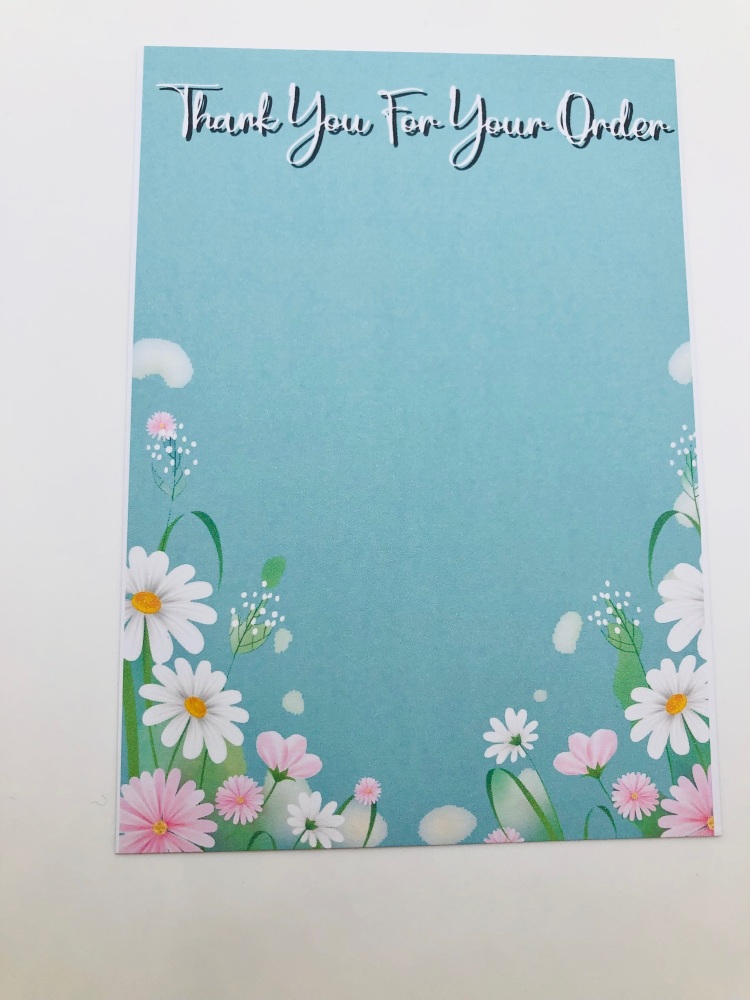 Thank You For Your Order Blue Daisy printed Bow display cards