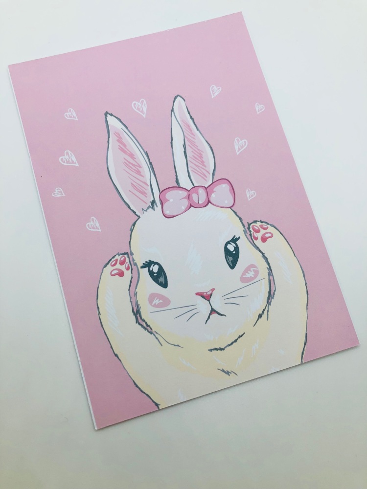 Baby Pink Easter Bunny printed Bow display cards