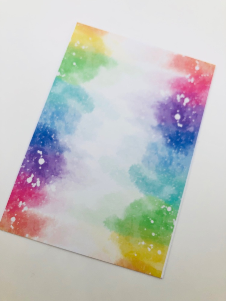 Rainbow Watercolour splash printed Bow display cards