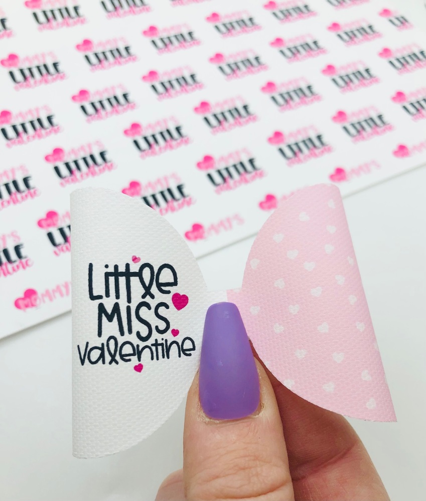 Little Miss Valentine printed pre cut bow loop