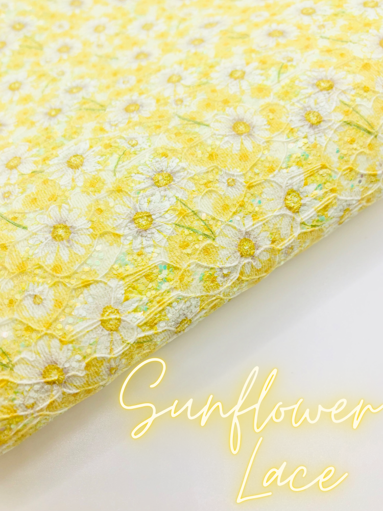 Sunflower Yellow Lace glitter fabric