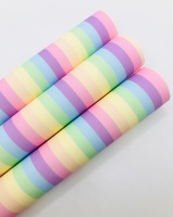 1130 - Pastel rainbow stripe printed canvas sheet fabric